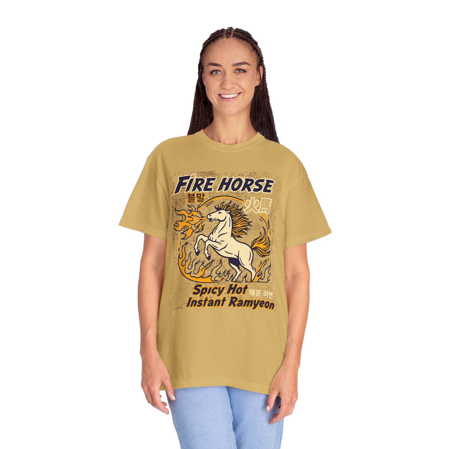 'Fire Horse' Spicy Hot Instant Ramyeon T-Shirt — Retro Lunar New Year Graphic Tee