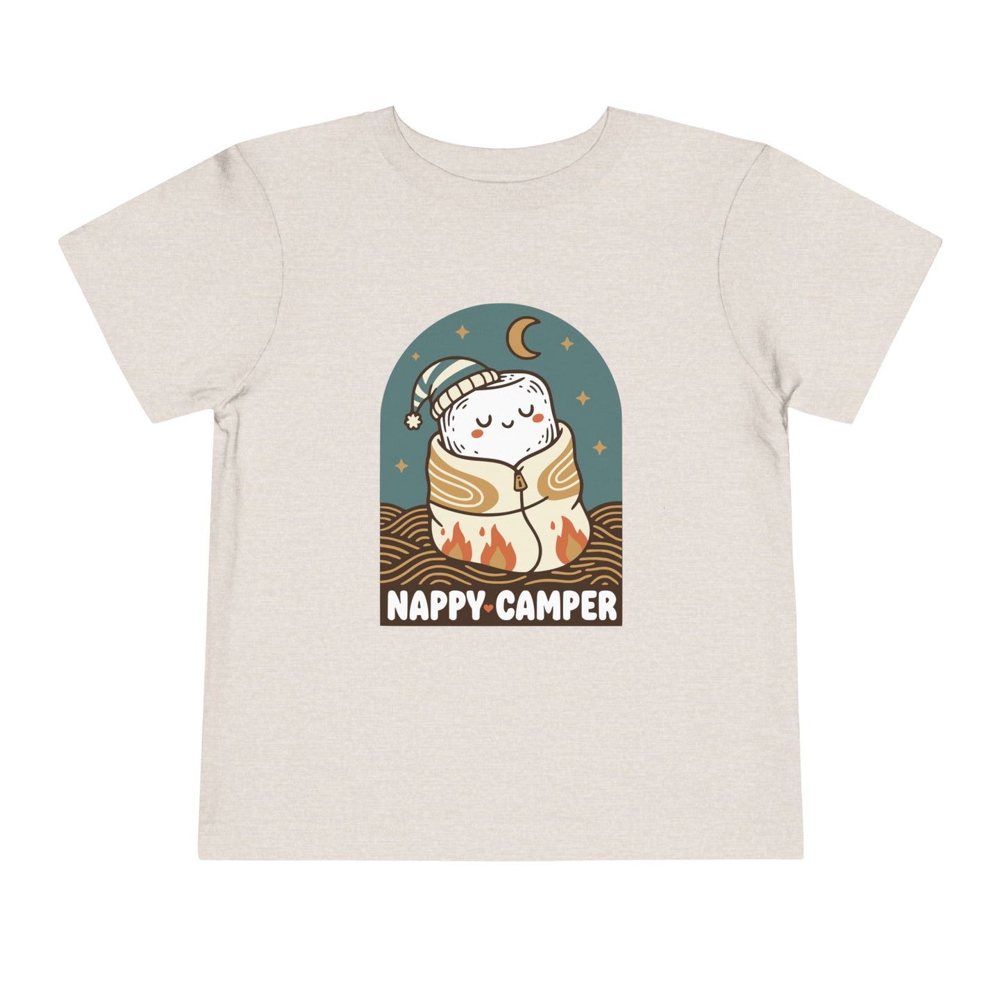 "Nappy Camper" Toddler Tee — Cute Sleeping Camper Graphic Shirt