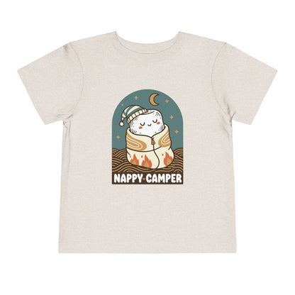 "Nappy Camper" Toddler Tee — Cute Sleeping Camper Graphic Shirt