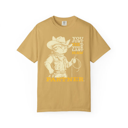 "You Just Yee'd Your Last Haw Partner" Cowboy Cat T-Shirt — Funny Vintage Western Graphic Tee