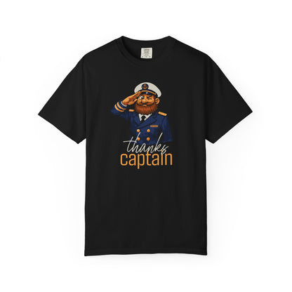 Captain Obvious Salute T-Shirt — "Thanks, Captain" Nautical Crew Tee
