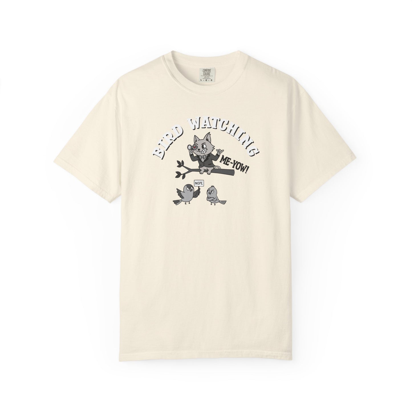 'Bird Watching' T-Shirt — Vintage Cartoon Cat Calling Graphic Tee