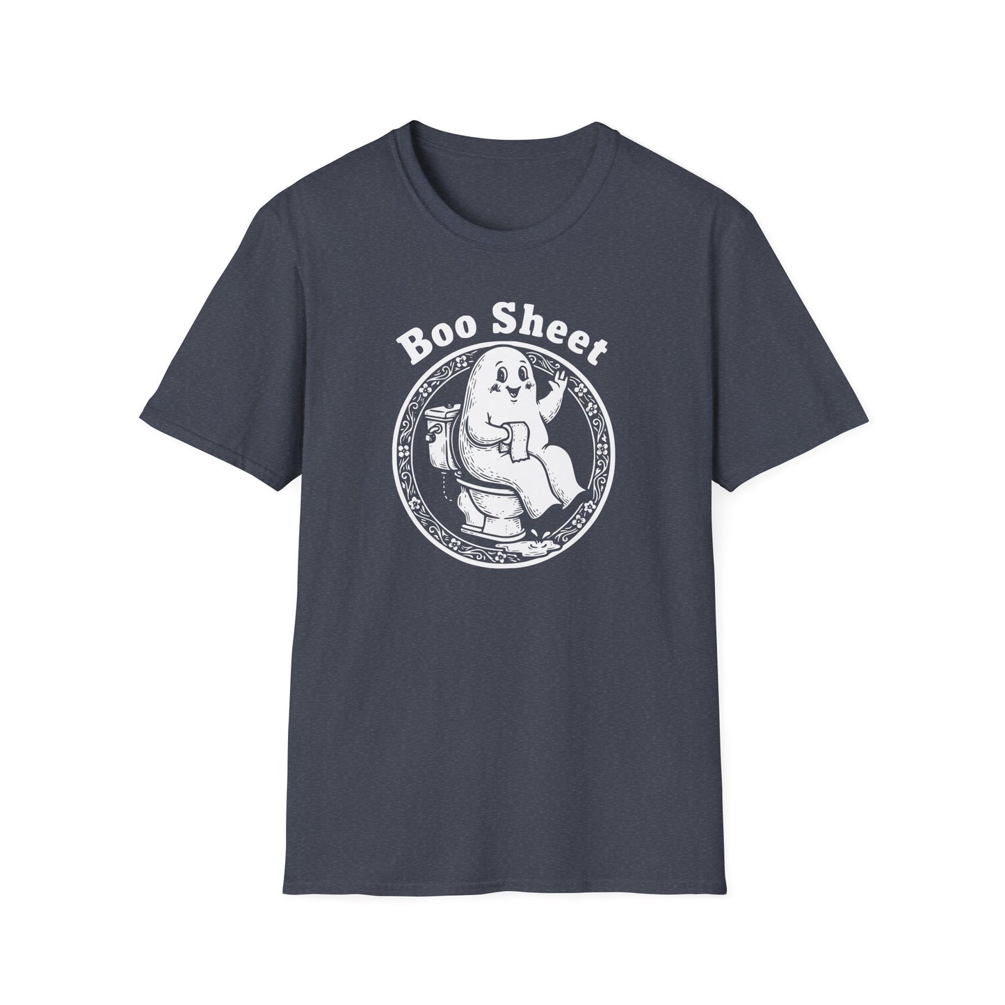 Boo Sheet T-Shirt — Funny Ghost on Toilet Halloween Tee