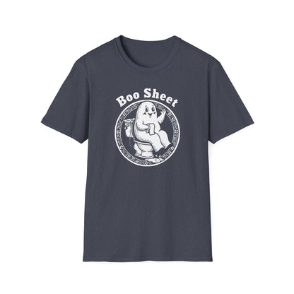 Boo Sheet T-Shirt — Funny Ghost on Toilet Halloween Tee
