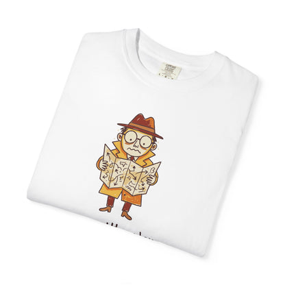 Man With a Plan T-Shirt — Cute Confused Detective Map Graphic Tee