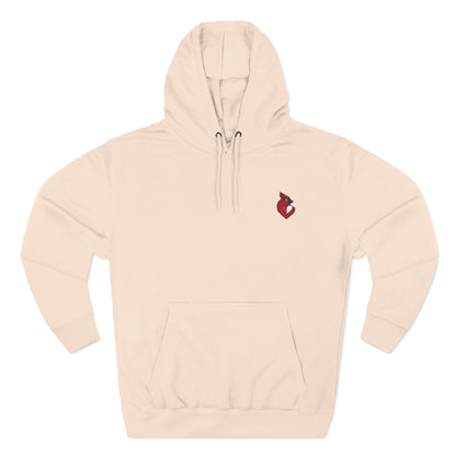 heartinal® "Snug as a Cardinal" Heart Chest Hoodie — Small Embroidered Bird Pullover