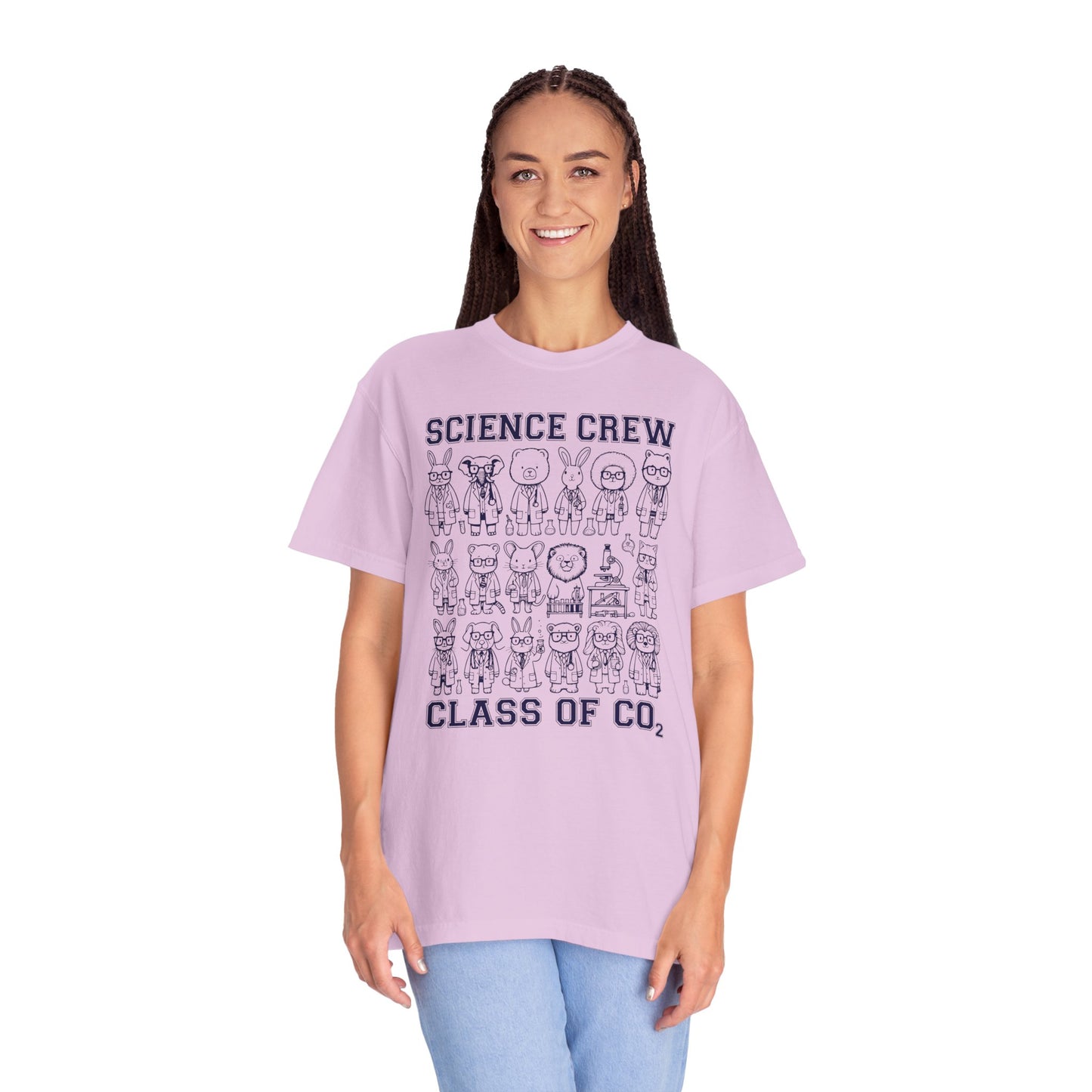"Science Crew: Class of CO₂" T-Shirt - Cartoon Chemistry Cute Animal Tee