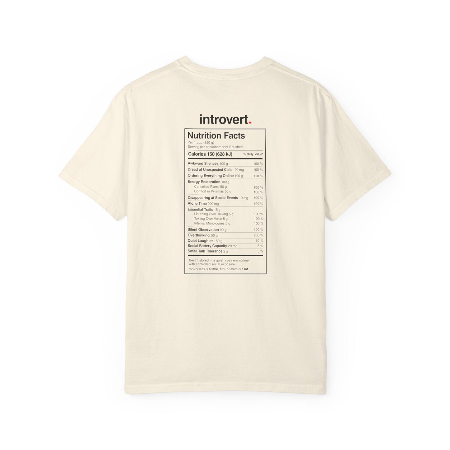 Introvert T-Shirt — "Introvert" Front + Nutrition Facts Back Graphic Tee