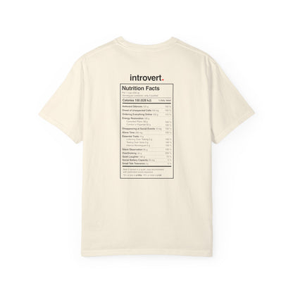 Introvert T-Shirt — "Introvert" Front + Nutrition Facts Back Graphic Tee