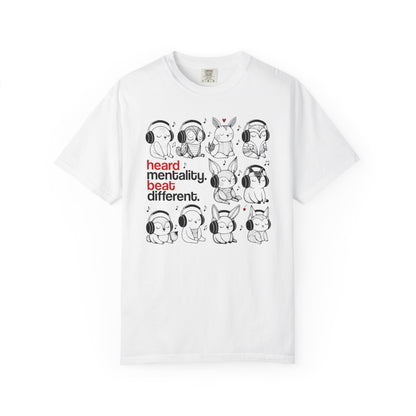 'Heard Mentality. Beat Different.' T-Shirt — Headphone Bunny Animals Graphic Tee