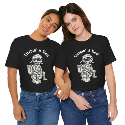 "Creepin' It Real" Vintage Tee - Funny Mummy on a Potty T-Shirt