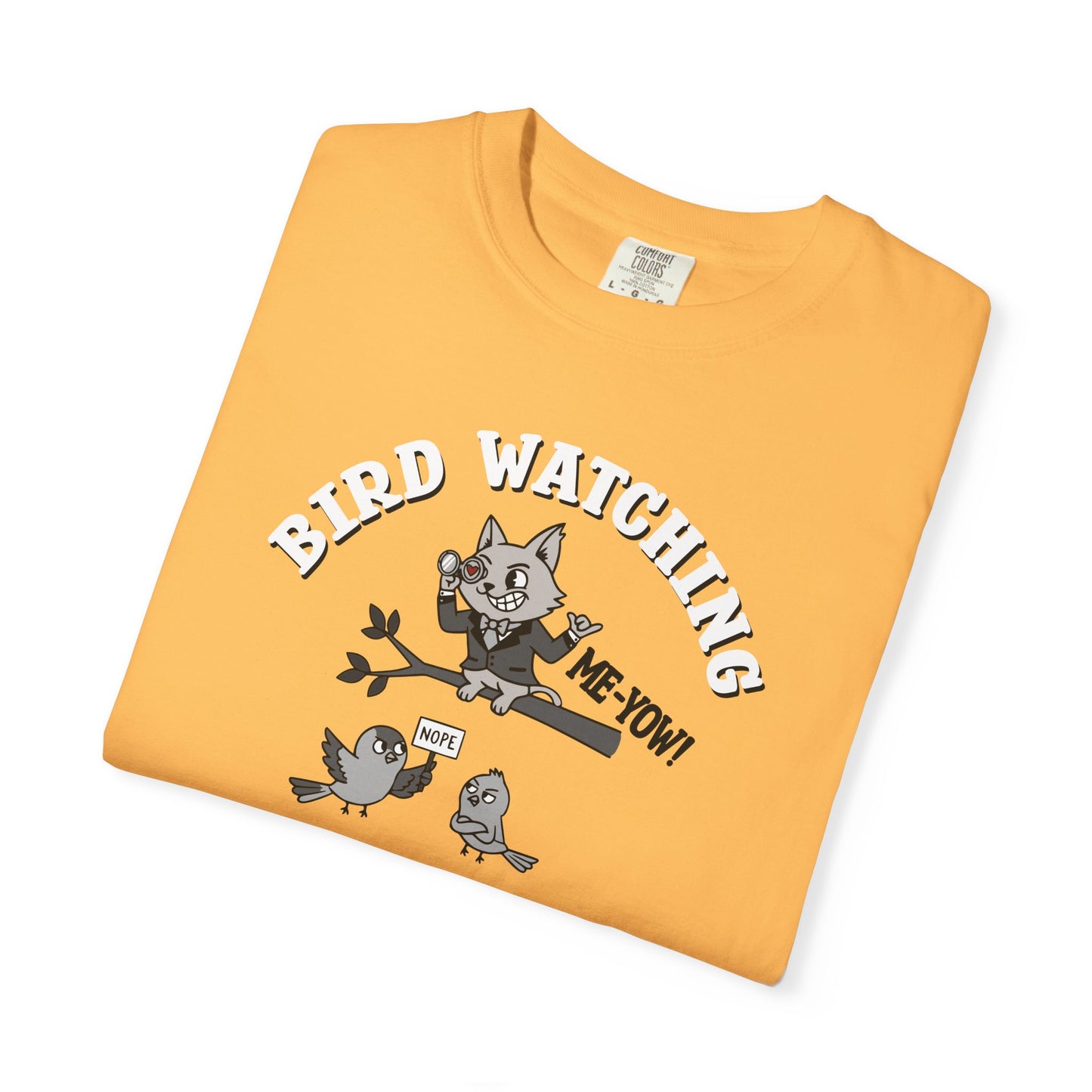 'Bird Watching' T-Shirt — Vintage Cartoon Cat Calling Graphic Tee