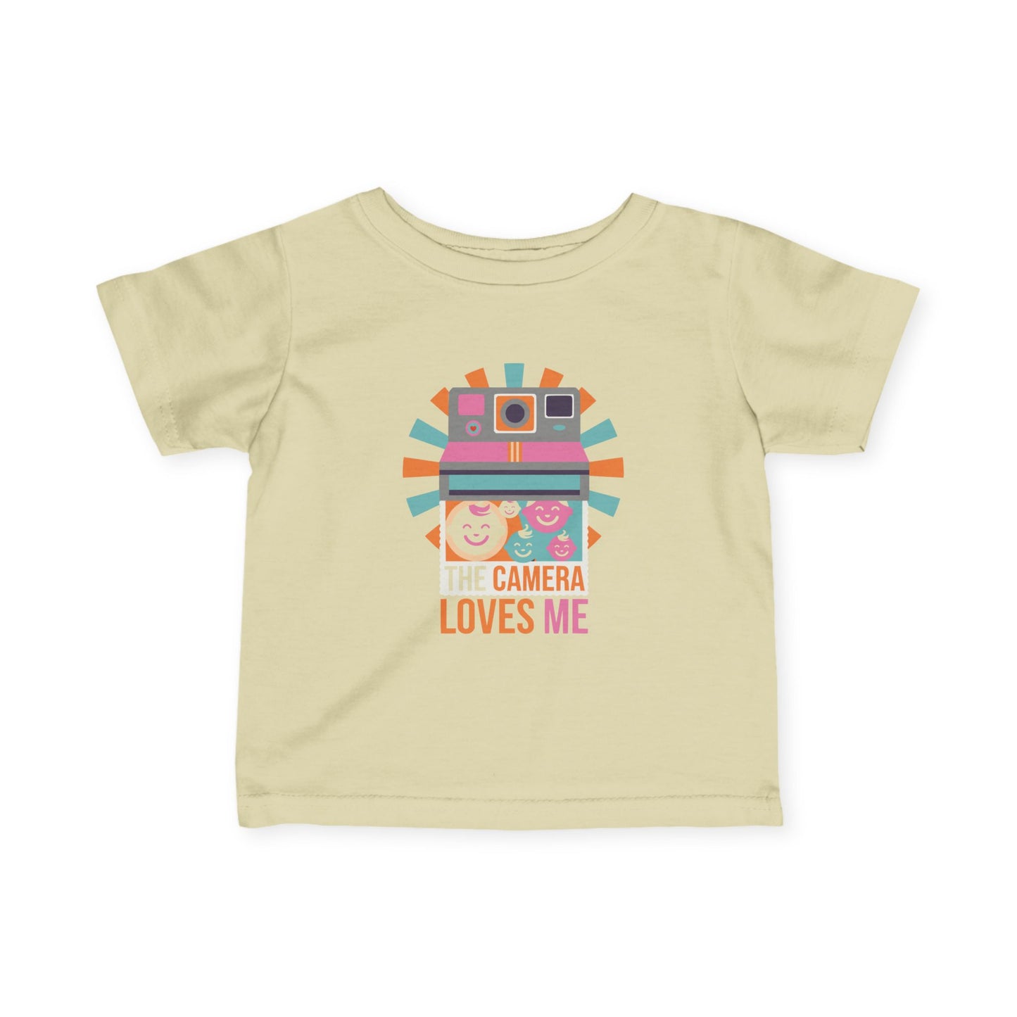 "Camera Loves Me" Infant Tee - Cute Retro Baby T-Shirt, Newborn Photography Outfit
