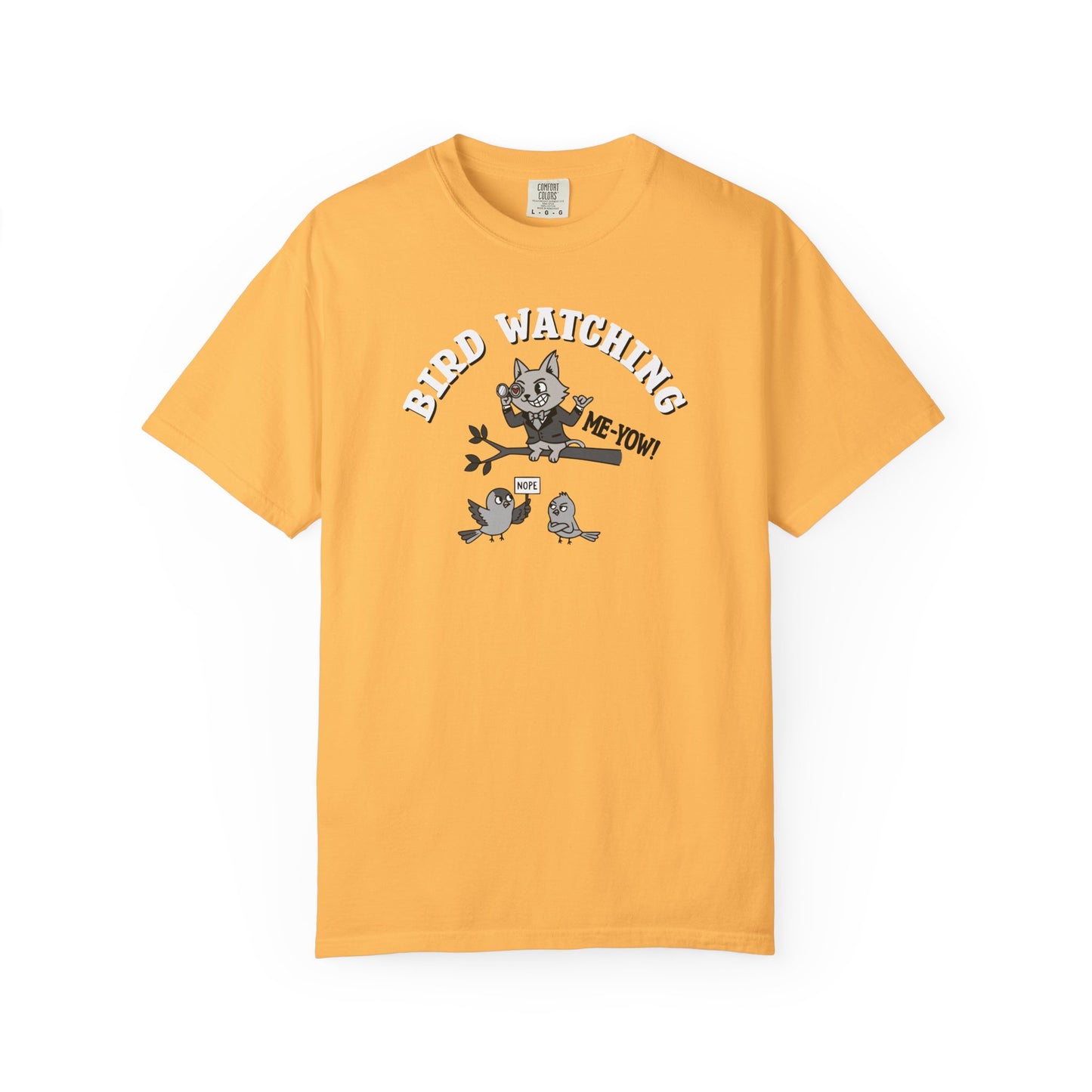 'Bird Watching' T-Shirt — Vintage Cartoon Cat Calling Graphic Tee