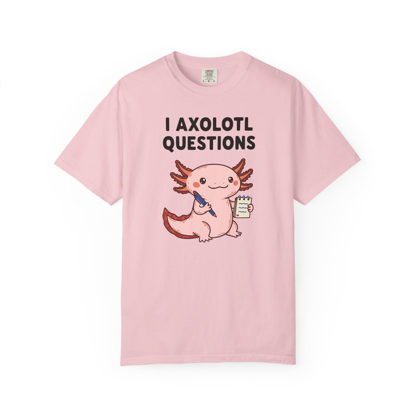 "I Axolotl Questions" T-Shirt — Cute Cartoon Reporter Student Graphic Tee