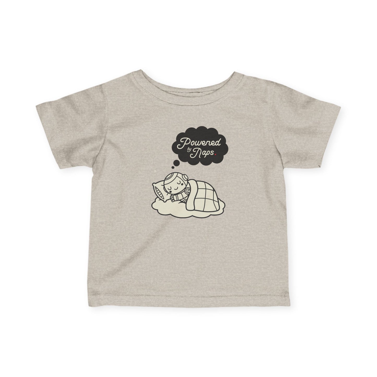 "Powered by Naps" Infant Tee — Cute Sleeping Recharging Baby Robot Android Graphic