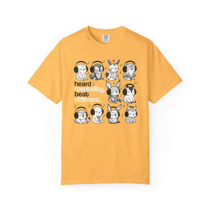 'Heard Mentality. Beat Different.' T-Shirt — Headphone Bunny Animals Graphic Tee