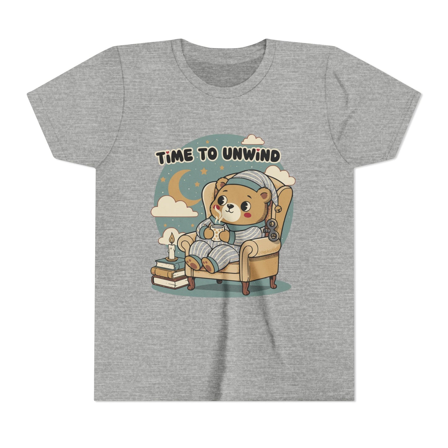 'Time to Unwind' Youth Tee — Windup Toy Bear Relaxing Graphic T-Shirt