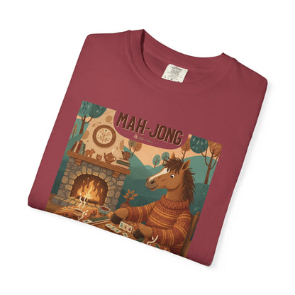 “Mah-Jong: A Stable Diet in the Year of the Horse” T-Shirt — Retro Cozy Mahjong Horse Design