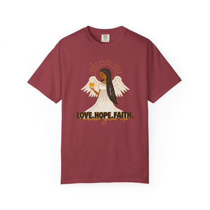 "Love.Hope.Faith. Never give up" T-Shirt - Perseverence Angel Graphic Tee