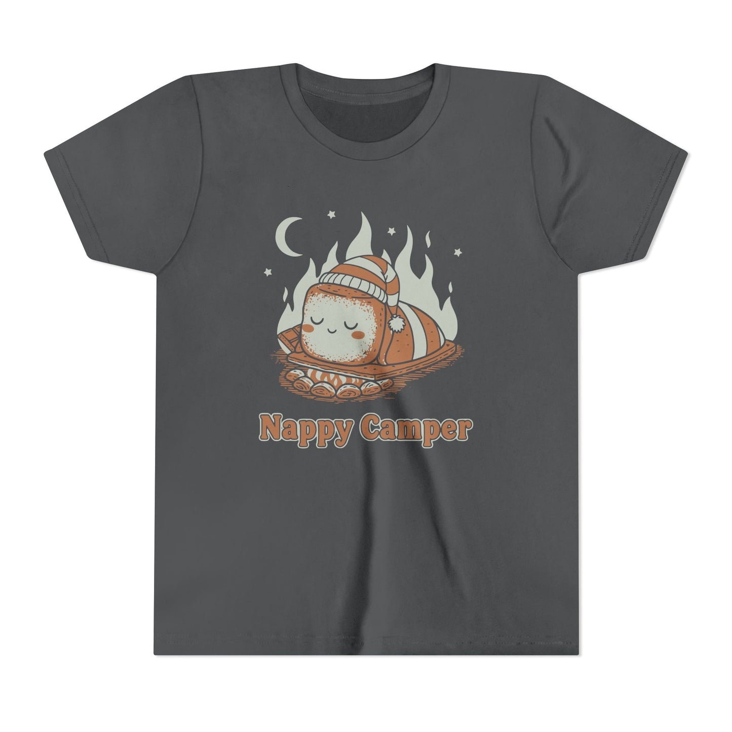 "Nappy Camper" Youth Tee — Cute Sleeping Marshmallow Camping T-Shirt