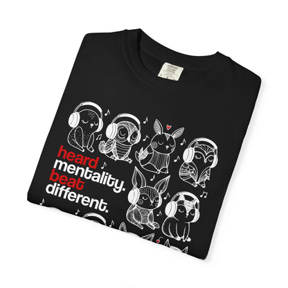 'Heard Mentality. Beat Different.' T-Shirt — Headphone Bunny Animals Graphic Tee