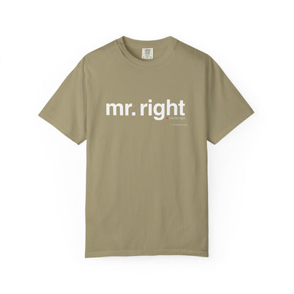 Mr. Right Couples Tee — "mr. right" Front Text with Nutrition Facts Back Graphic T-Shirt