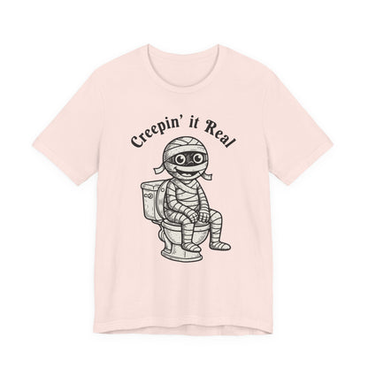 "Creepin' It Real" Vintage Tee - Funny Mummy on a Potty T-Shirt