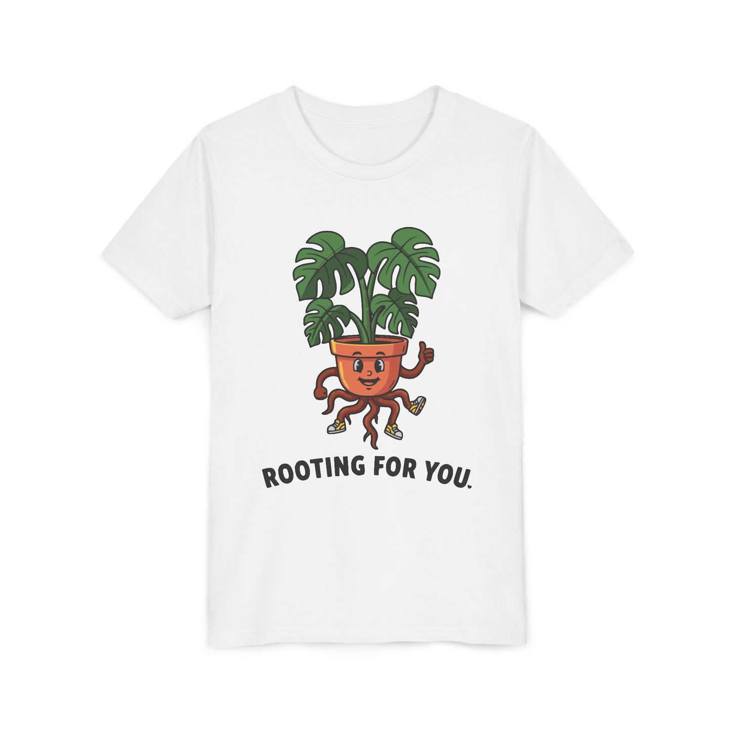 "Rooting For You" Youth Tee — Cute Plant Pot Support Graphic T-Shirt