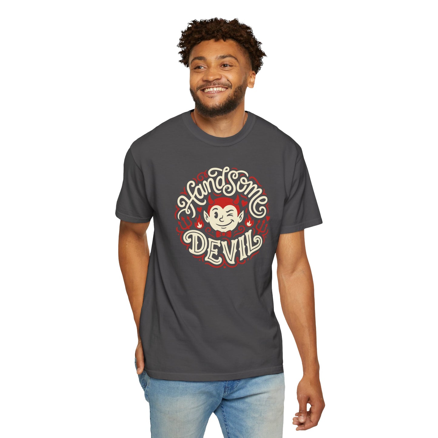 "Handsome Devil" Graphic T-Shirt — Cute Retro Devil Illustration Tee