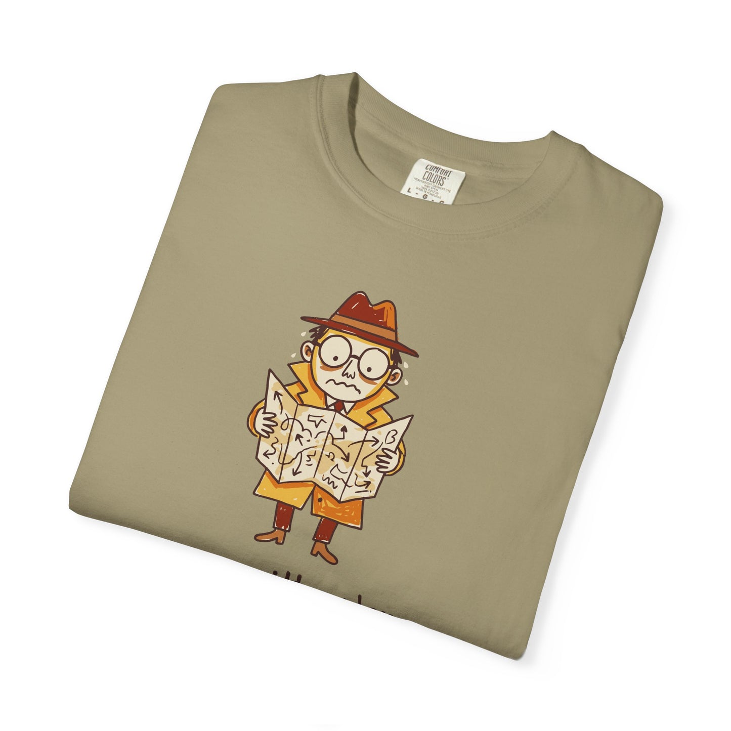 Man With a Plan T-Shirt — Cute Confused Detective Map Graphic Tee