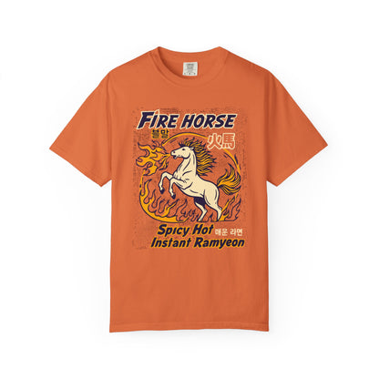 'Fire Horse' Spicy Hot Instant Ramyeon T-Shirt — Retro Lunar New Year Graphic Tee
