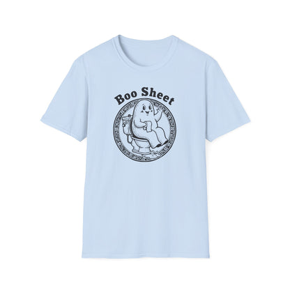 Boo Sheet T-Shirt — Funny Ghost on Toilet Halloween Tee