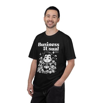 "Business as Usual" T-Shirt — Cute Chibi Office Worker Graphic Tee