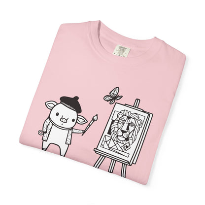 "Pigcasso" Pigment T-Shirt — Cute Pig Artist Illustration Painter Tee