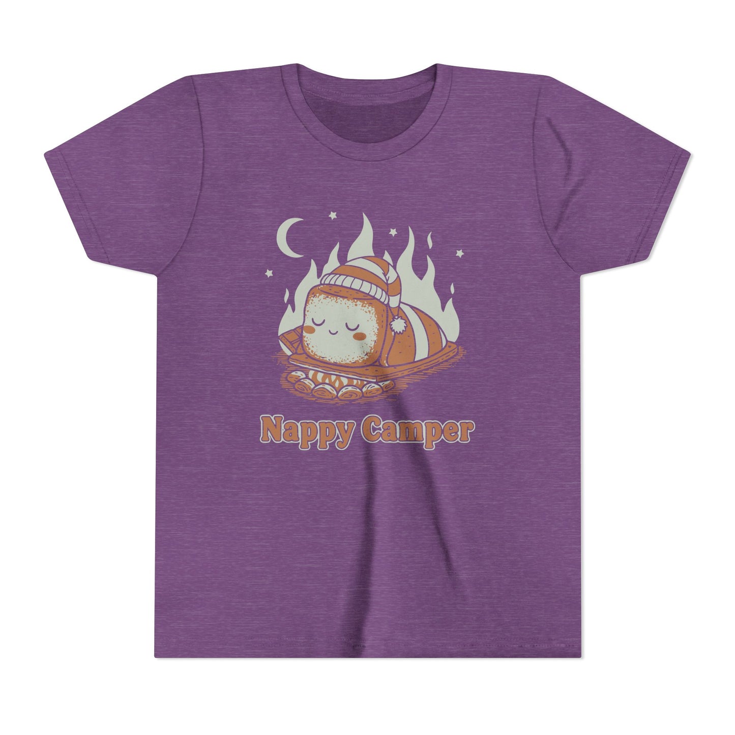 "Nappy Camper" Youth Tee — Cute Sleeping Marshmallow Camping T-Shirt