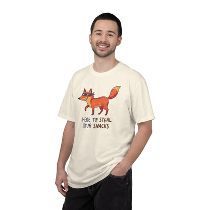 "Here to Steal Your Snacks" Graphic T-Shirt — Cute Snack Thief Fox Tee