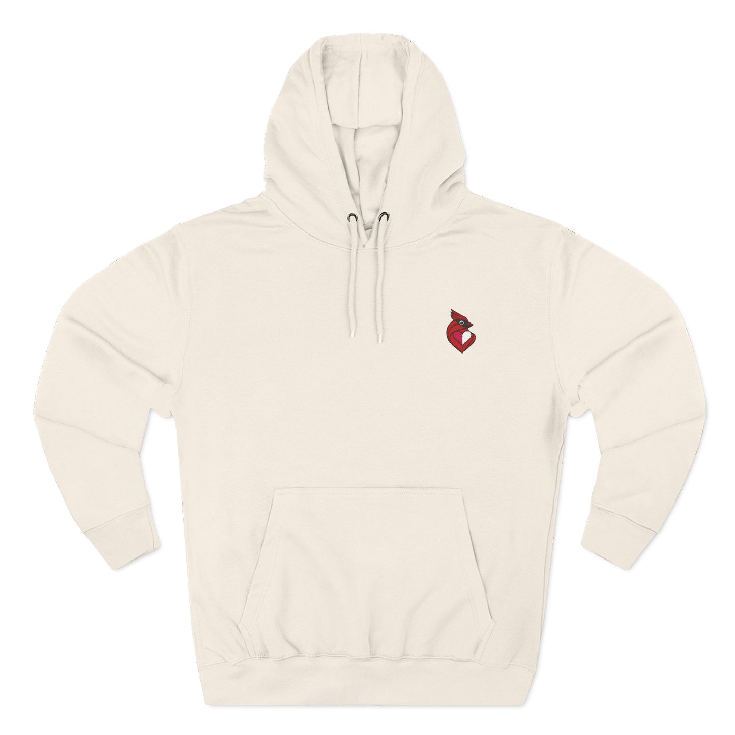 heartinal® "Snug as a Cardinal" Heart Chest Hoodie — Small Embroidered Bird Pullover