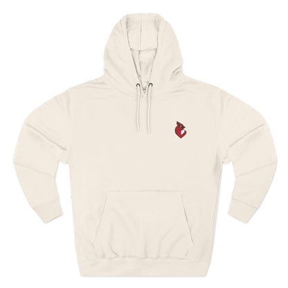 heartinal® "Snug as a Cardinal" Heart Chest Hoodie — Small Embroidered Bird Pullover
