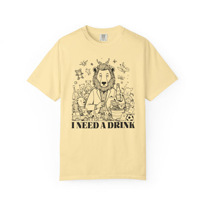 I Need A Drink T-Shirt — Funny Lion Bartender Gentleman Father Graphic Tee