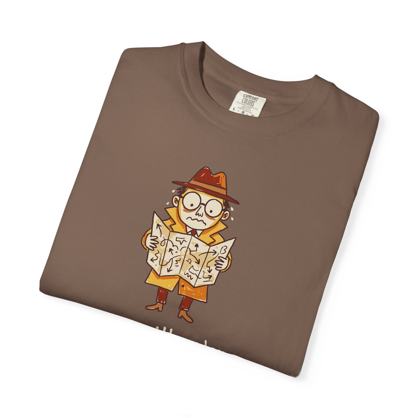 Man With a Plan T-Shirt — Cute Confused Detective Map Graphic Tee