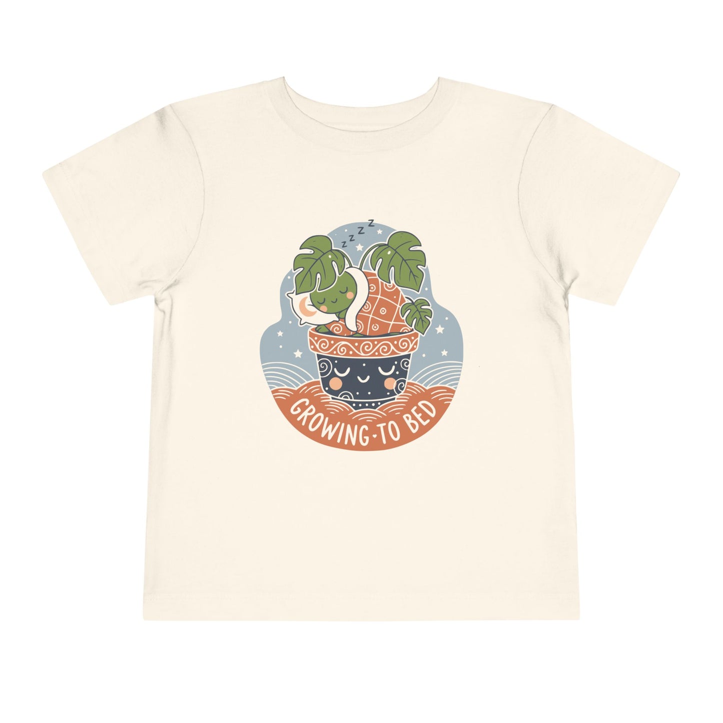 "Growing To Bed" Toddler Tee — Cute Sleeping Plant Pot Graphic