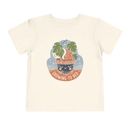 "Growing To Bed" Toddler Tee — Cute Sleeping Plant Pot Graphic