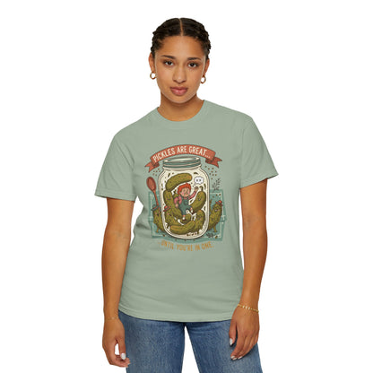 "Pickles Are Great... Until You're In One" T-Shirt — Funny Pickle Jar Vintage Illustration Tee