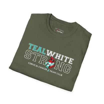 Teal White Strong - Cervical Cancer Fight Club T-Shirt