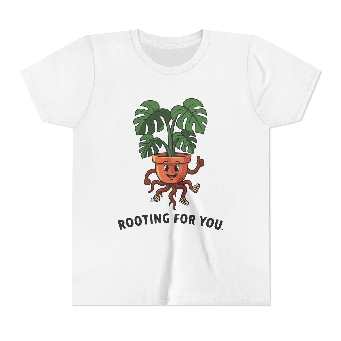 "Rooting For You" Youth Tee — Cute Plant Pot Support Graphic T-Shirt