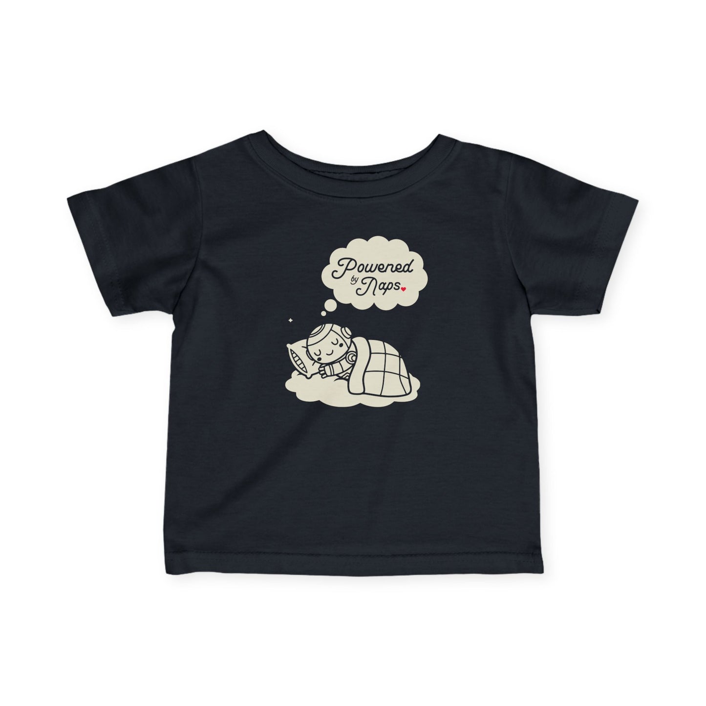 "Powered by Naps" Infant Tee — Cute Sleeping Recharging Baby Robot Android Graphic