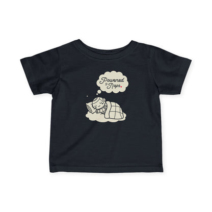 "Powered by Naps" Infant Tee — Cute Sleeping Recharging Baby Robot Android Graphic