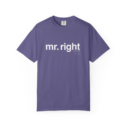 Mr. Right Couples Tee — "mr. right" Front Text with Nutrition Facts Back Graphic T-Shirt