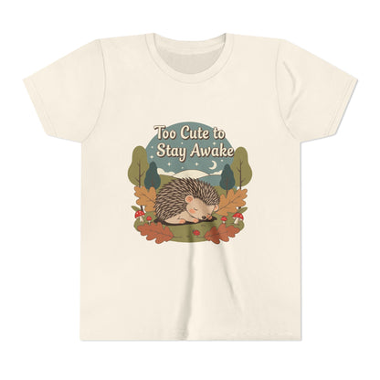 "Too Cute to Stay Awake" Hedgehog Youth Tee — Cute Sleeping Animal Kids Shirt